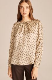 Sage Fleur Long-Sleeve Ruched Top at Rebecca Taylor