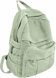 Sage Green Canvas Backpack for Women Retro Aesthetic Rucksack Basic Backpack for High School/College Students Travel Laptop Bag at Amazon
