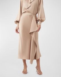 Sahel Draped Straight Midi Skirt at Neiman Marcus