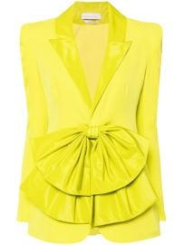 Saiid Kobeisy Crepe Tailored Jacket With Taffeta Collar And Bow Green LB at Farfetch