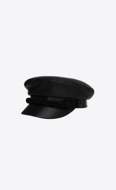 Sailor cap in leather Saint Laurent YSLcom at YSL