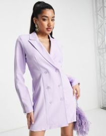 Saint Genies blazer dress with zip sleeve detail in lilac at ASOS