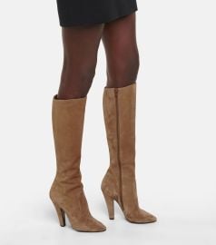 Saint Laurent - 68 suede knee-high boots at Mytheresa