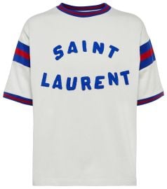 Saint Laurent - Logo striped cotton-blend T-shirt at Mytheresa