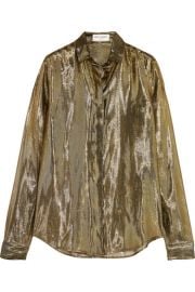 Saint Laurent   Metallic silk-blend lam   shirt at Net A Porter