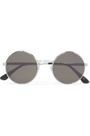 Saint Laurent   Round-frame silver-tone sunglasses at Net A Porter