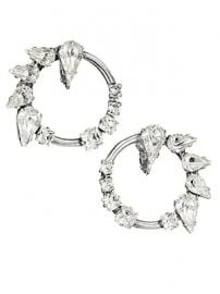 Saint Laurent - Smoking Creole Strass Silvertone Crystal Hoop Clip-On Earrings at Saks Fifth Avenue