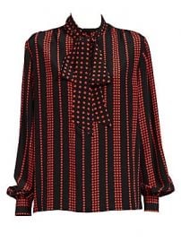 Saint Laurent - Striped Star Print Tie-Neck Blouse at Saks Fifth Avenue