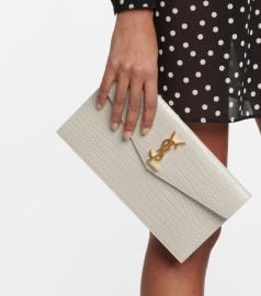 Saint Laurent - Uptown croc-effect leather clutch at Mytheresa