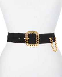 Saint Laurent 5cm Suede Chain-Buckle Belt at Neiman Marcus