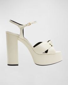 Saint Laurent Bianca Knotted Ankle-Strap Platform Sandals at Neiman Marcus