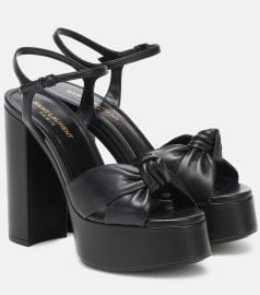 Saint Laurent Bianca Knotted Leather Platform Sandals at Mytheresa