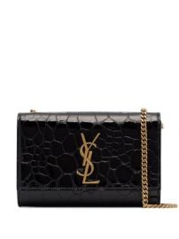 Saint Laurent Black Kate Small Crocodile Embossed Leather Shoulder Bag - Farfetch at Farfetch