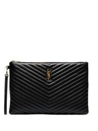 Saint Laurent Black Large Monogram Leather Document Holder - Farfetch at Farfetch