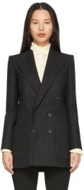 Saint Laurent Black Stripe Double-Breasted Blazer at ssense