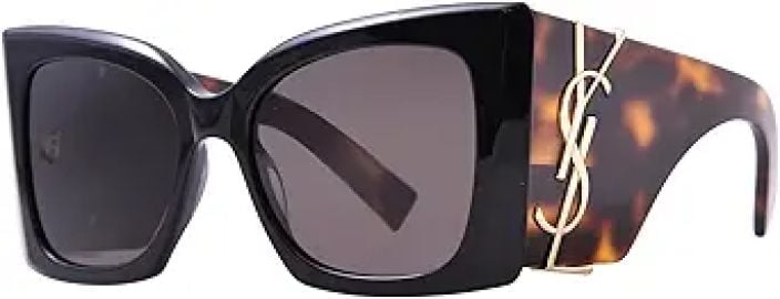 Saint Laurent Blaze SL M119 003 Sunglasses Women's Black/Havana/Dark Grey 54mm at Amazon