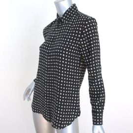 Saint Laurent Button Down Blouse Black Star Print Silk Size 36 Long Sl Celebrity Owned at Celebrity Owned