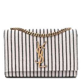 Saint Laurent Canvas Small Striped Kate Satchel Grigio Multicolor at Fashionphile