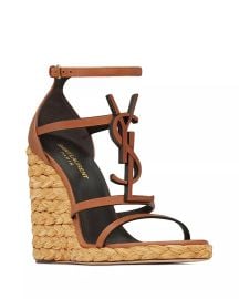 Saint Laurent Cassandra Wedge Espadrilles in Smooth Vegetable tanned Leather at Bloomingdales