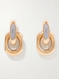 Saint Laurent Cassandre Duo Link Earrings in Metal at Net a Porter