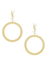 Saint Laurent Cassandre Pendant Hoop Earrings In Metal at Saks Fifth Avenue