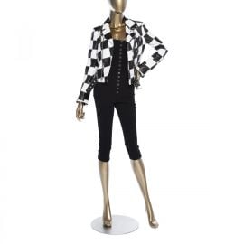 Saint Laurent Checkered Moto Jacket at Janet Mandell