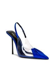 Saint Laurent Chica Slingback Pumps In Tpu And Satin Crepe at Forward