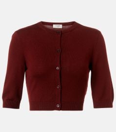Saint Laurent Cropped Cardigan in Bordeaux at Mytheresa