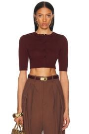 Saint Laurent Cropped Cardigan in Bordeaux FWRD at FWRD