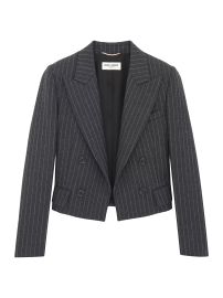 Saint Laurent Cropped pinstriped wool blazer at Saks Fifth Avenue