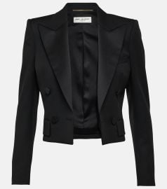 Saint Laurent Cropped wool tuxedo jacket at Mytheresa