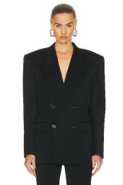 Saint Laurent Double Breast Blazer in Noir FWRD at FWRD