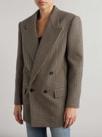 Saint Laurent Double breasted checked wool blend blazer at Net a Porter