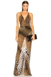 Saint Laurent Georgette Leopard Print Gown in Natural   FWRD at Forward