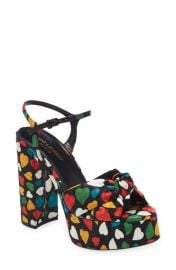 Saint Laurent Heart Print Jacquard Platform Sandal at Nordstrom