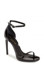 Saint Laurent Jane Ankle Strap Leather Sandal in Black at Nordstrom