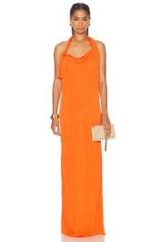 Saint Laurent Jersey Halterneck Dress in Orange FWRD at FWRD