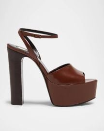 Saint Laurent Jodie Leather Ankle Strap Platform Sandals at Neiman Marcus