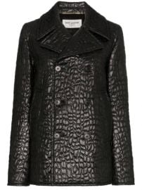 Saint Laurent Lacquered crocodile-style Peacoat - Farfetch at Farfetch