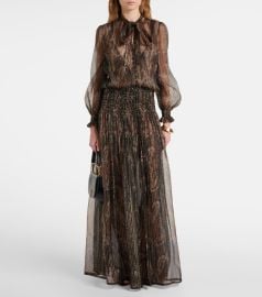 Saint Laurent Lavalli re Dress in lurex paisley silk crepon at Mytheresa