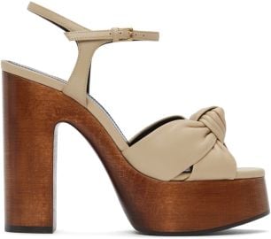 Saint Laurent Leather Bianca Heeled Sandals at Ssense