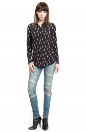 Saint Laurent Lipstick Print Silk Blouse   Nordstrom at Nordstrom