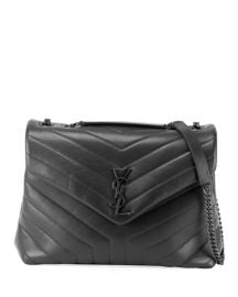 Saint Laurent Loulou Medium YSL Monogram Matelasse Calfskin Shoulder Bag at Neiman Marcus