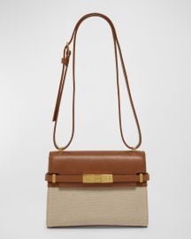 Saint Laurent Manhattan Mini Crossbody Bag in Canvas and Leather at Neiman Marcus