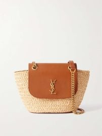 Saint Laurent Manon Mini Leather trimmed Raffia Shoulder Bag at Net a Porter