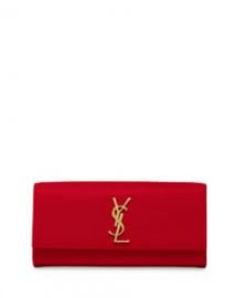 Saint Laurent Monogram Calfskin Clutch Bag Red at Neiman Marcus