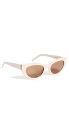 Saint Laurent Monogram Cat Eye Sunglasses Ivory/Ivory/Brown One Size at Shopbop