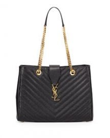 Saint Laurent Monogram Matelasse Shopper Bag Black at Neiman Marcus