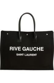 Saint Laurent Noe Rive Gauche Logo Canvas Tote in Noir at Nordstrom