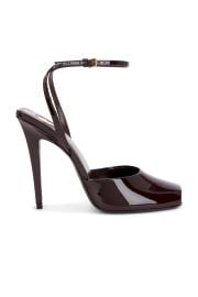 Saint Laurent Orhand Peep Toe Pump in Marron Glace FWRD at FWRD